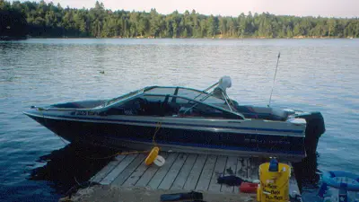 Boat on Beech Hill Pond near Otis, Maine, photographed in 1990