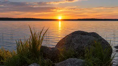 AI illustration of Sunset at Cathance Lake in Washington County, Maine