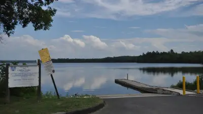 China Lake at the Vassalboro public launch, Maine.