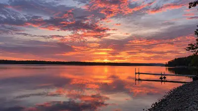 AI illustration of Sunset over Cross Lake in Aroostook County, Maine