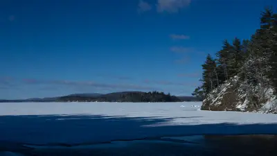 Winter view of Green Lake from Green Lake National Fish Hatchery in Ellsworth