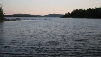 Tunk Lake viewed from the Route 182 boat launch in Maine